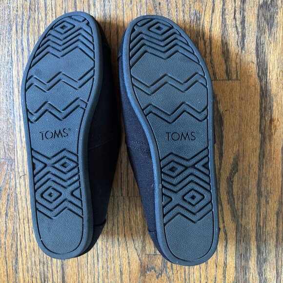 TOM'S ALPARGATA CANVAS BLACK/BLACK RECYCLED COTTON CANVAS SLIP ON SHOE MENS 10 - Picture 3 of 4